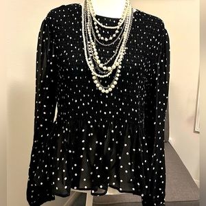 Zara Peplum Polka Dot Blouse